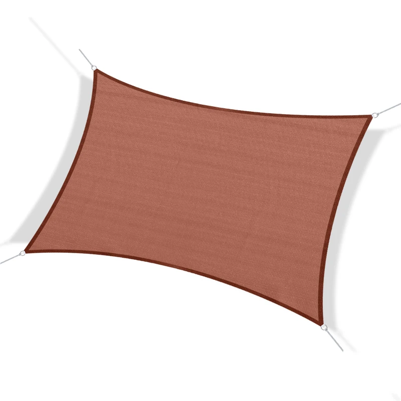 Outsunny Toldo Vela Rectangular 4x3 m Vela de Sombra para Jardín Patio Terraza HDPE Anti UV y Transpirable Color Rojo Óxido