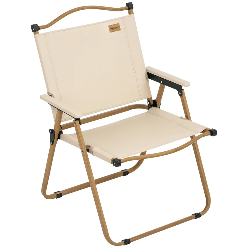 Outsunny Chaise de camping chaise de pêche pliante avec accoudoirs tissu Oxford et structure acier 54 x 59 x 78 cm Kaki