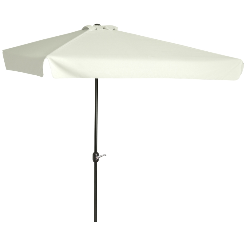 Outsunny Ombrellone Semicircolare per Parete da Terrazza e Giardino con Manovella, 2.5x2.3m, Crema