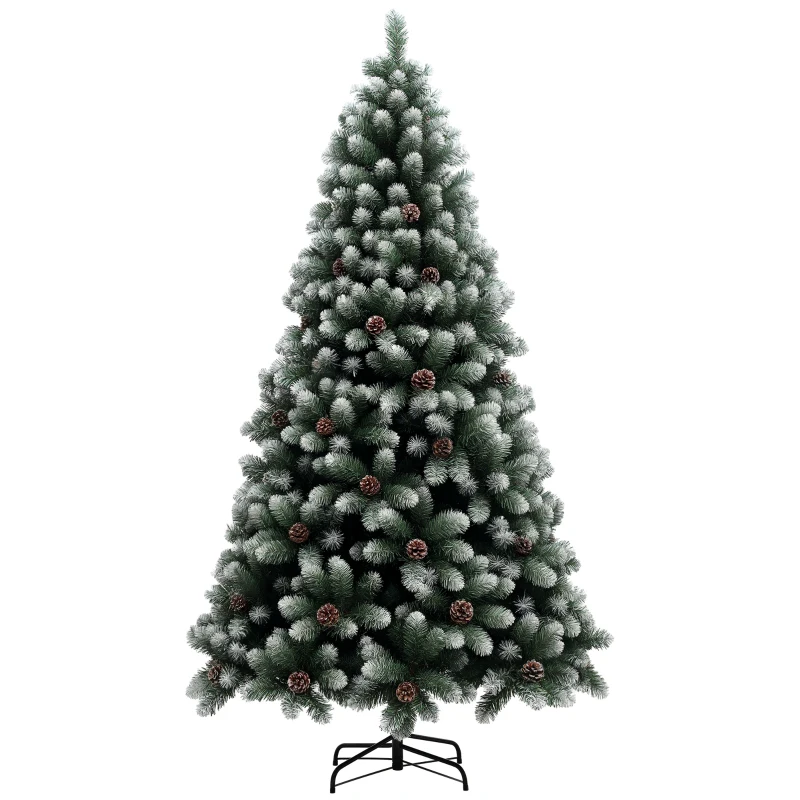 HOMCOM 7ft Snow-Dipped Artificial Pine Christmas Tree