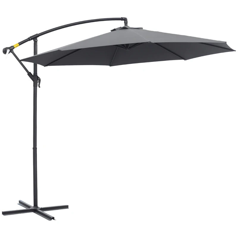 Outsunny Ombrellone da Giardino 3x2.5 m a Braccio e Inclinabile con Manovella, in Acciaio e Poliestere Grigio