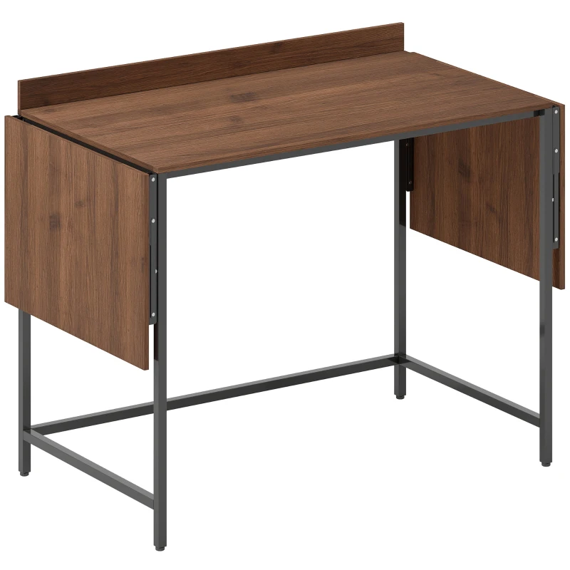 HOMCOM Escritorio plegable mesa de ordenador 2 solapas plegables para 2 pantallas, para habitación, espacios pequeños, 170 x 58 x 78 cm nogal