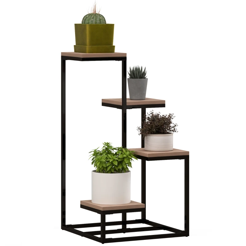 Outsunny Stand de Flori pe 4 Niveluri, Maro
