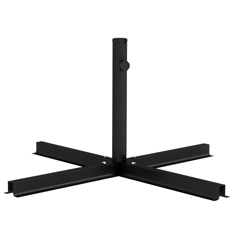 Outsunny Bază în Cruce pentru Umbrelă cu Stâlpi de Ø38/48 mm și Șurub Lateral, 100x100x75 cm, Negru