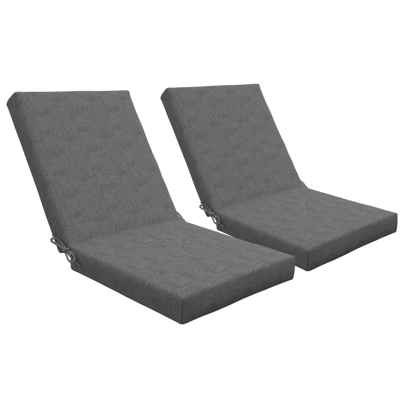 Outsunny Lot de 2 coussins d'extérieur pour fauteuil chaise à dossier avec attaches rembourrage 8 cm, 112L x 51l cm, gris foncé