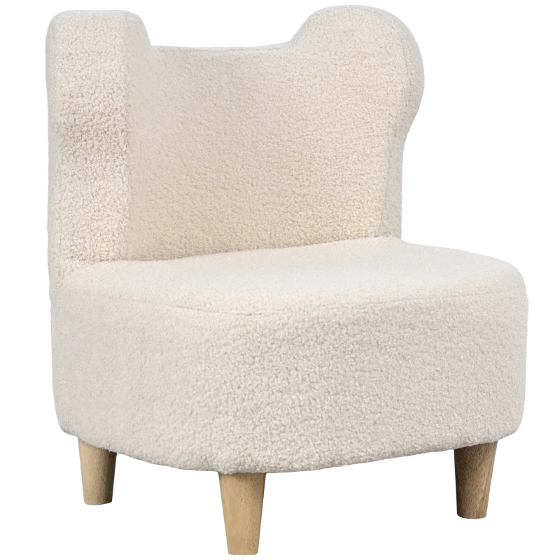 AIYAPLAY Poltrona per bambini, poltrona in peluche con orecchie d'orso, rivestimento in peluche, schiuma, beige