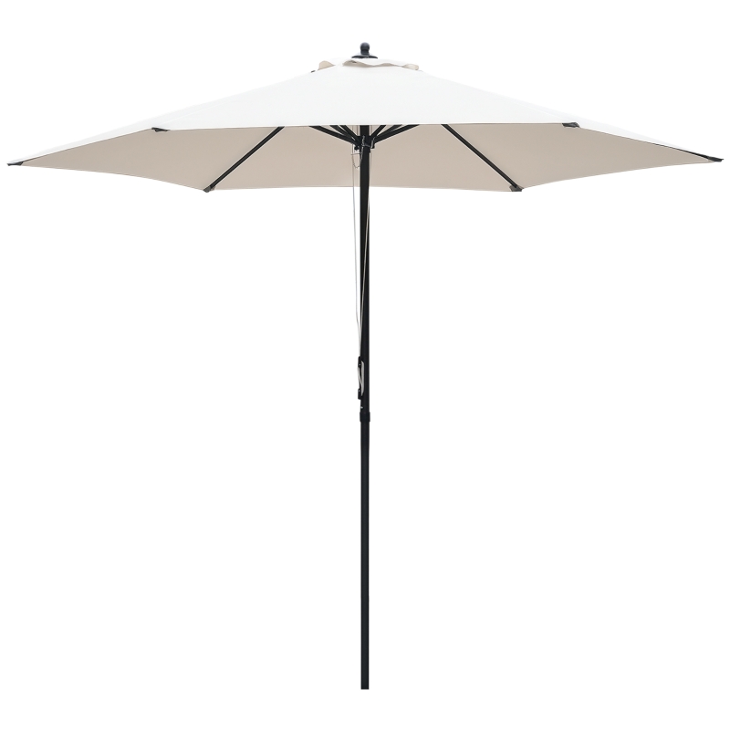 Outsunny 2.8m Garden Parasol Umbrella, Round Outdoor Market Table Umbrella Sun Shade Canopy, Off-White