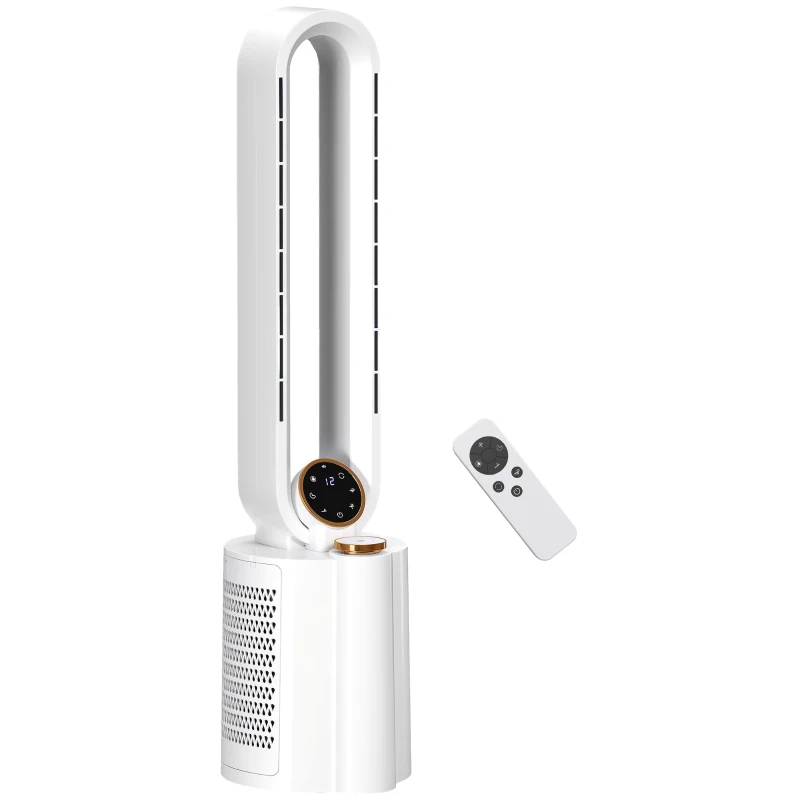 HOMCOM Multi-Mode Bladeless Tower Fan and Humidifier - White
