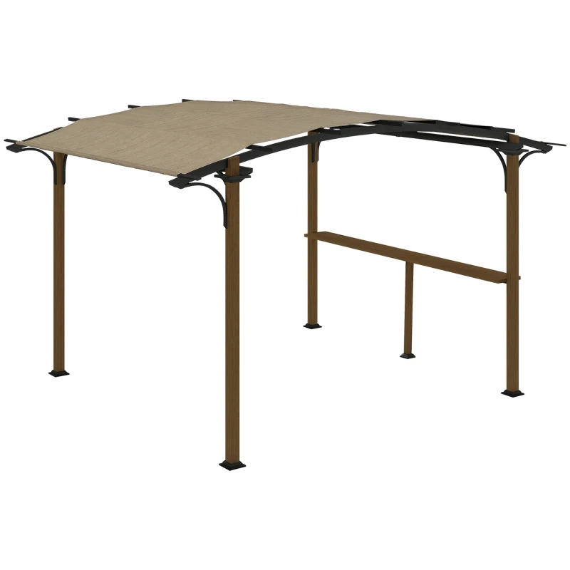 Outsunny Pergola tonnelle de jardin avec comptoir toit en forme d'arche - cadre en aluminium et acier dim. 4L x 2,6l x 2,4H m