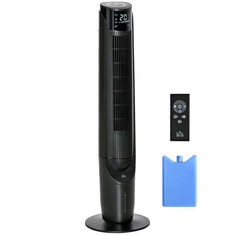 HOMCOM Climatiseur rafraîchisseur d'air et ventilateur colonne 4 modes 3 vitesses, télécommande, minuterie, oscillant , noir