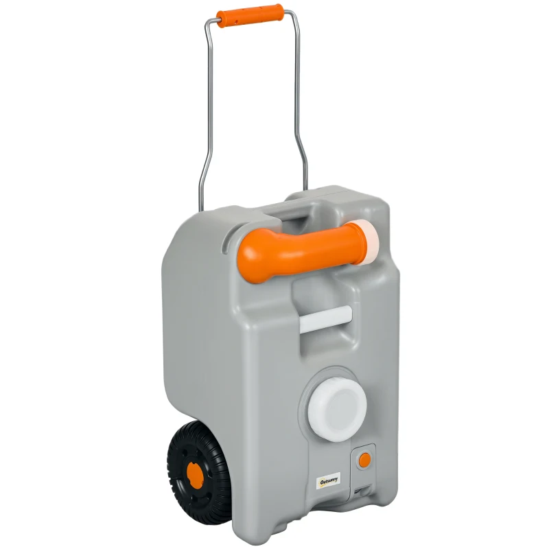 Outsunny Serbatoio per Acqua da Campeggio 22L con Ruote e Maniglia e Beccuccio Girevole, Grigio