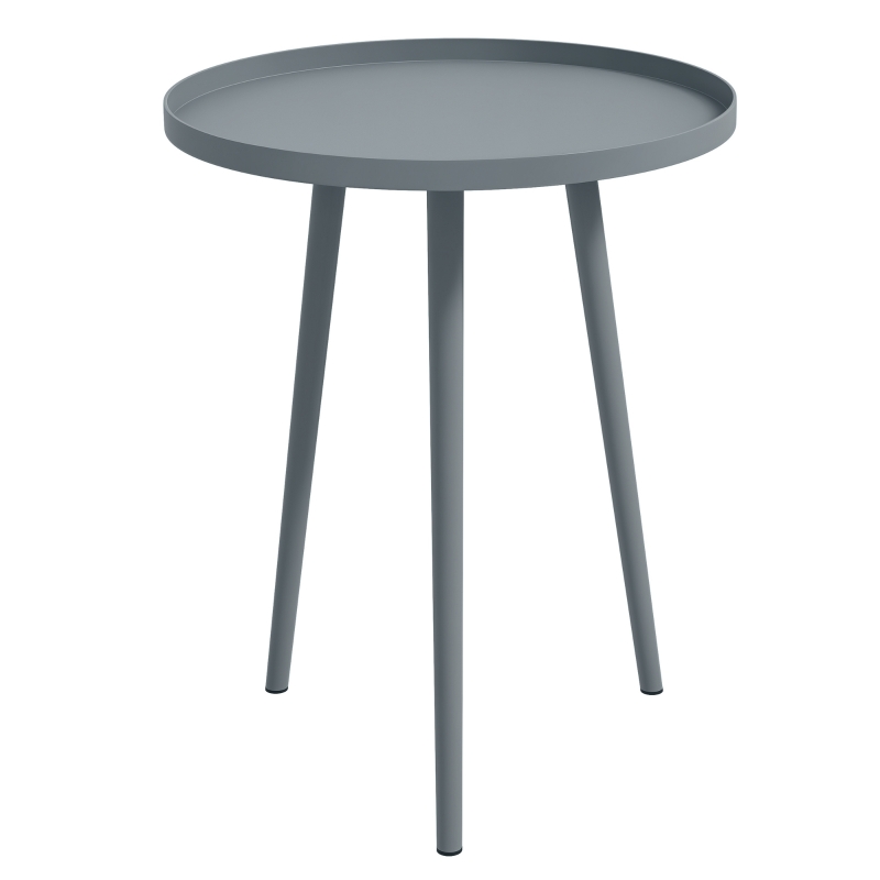 Outsunny Table basse de jardin ronde, table d'appoint extérieur avec bord rond en acier, dim. Ø40 x 50H cm gris