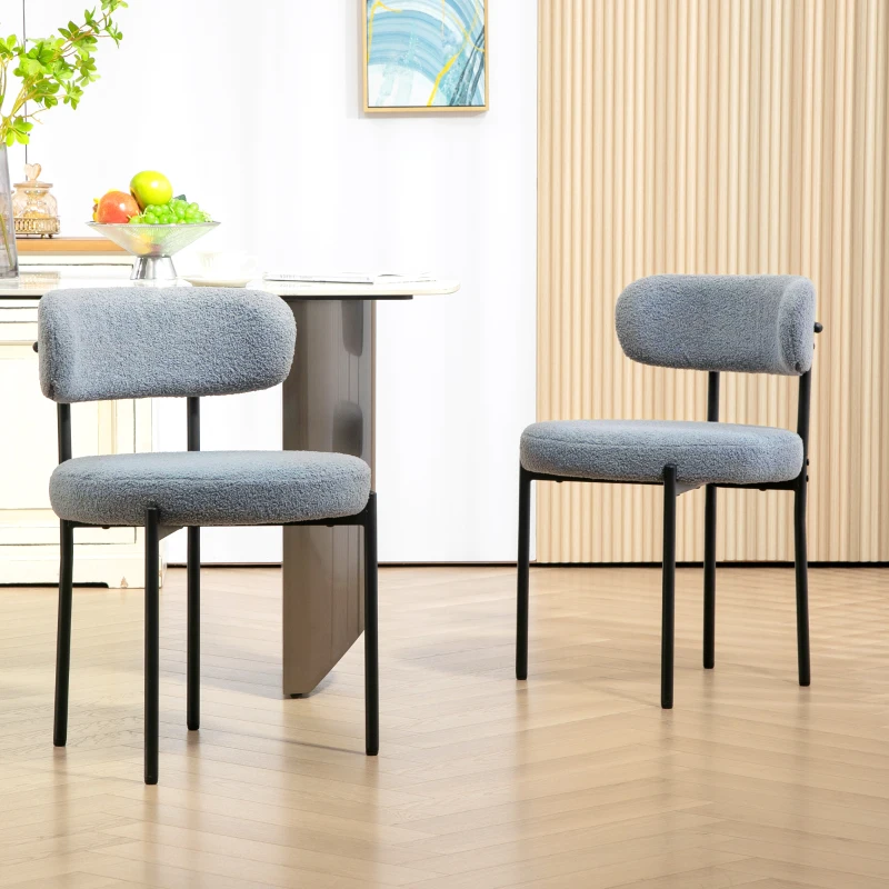 HOMCOM Juego de 2 sillas de comedor con respaldo de tela y patas de acero 51 x 51 x 76 cm gris