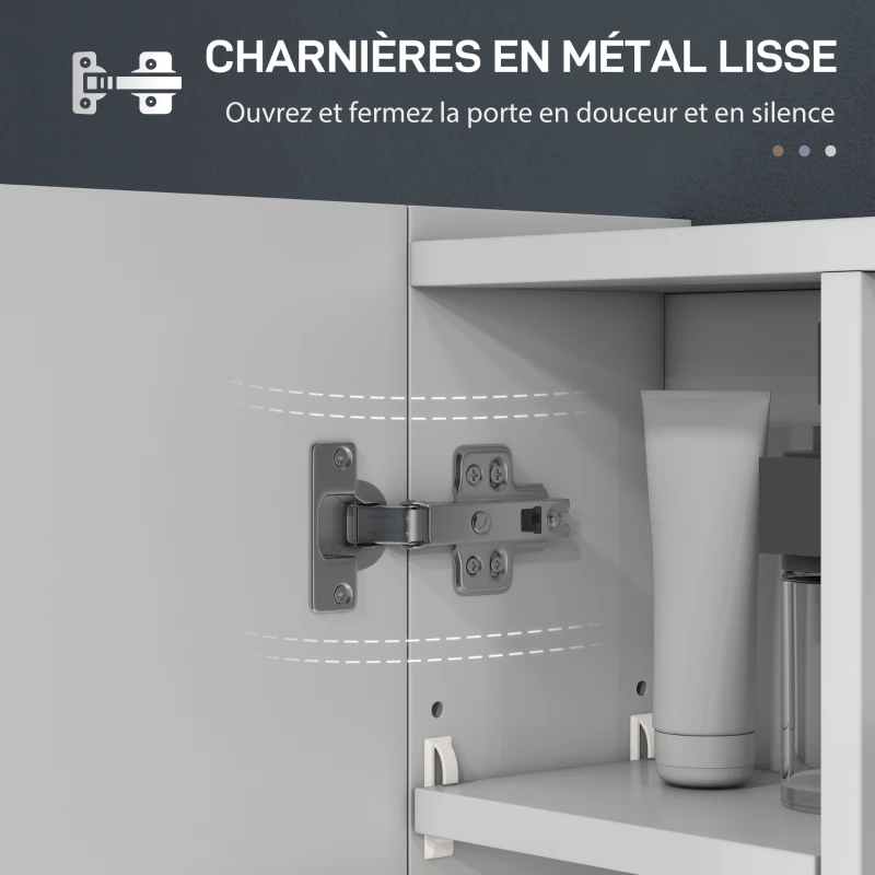 kleankin Armoire murale salle de bain avec miroir, armoire de toilette 3 portes miroir, étagères réglables, 90x15x75cm, blanc