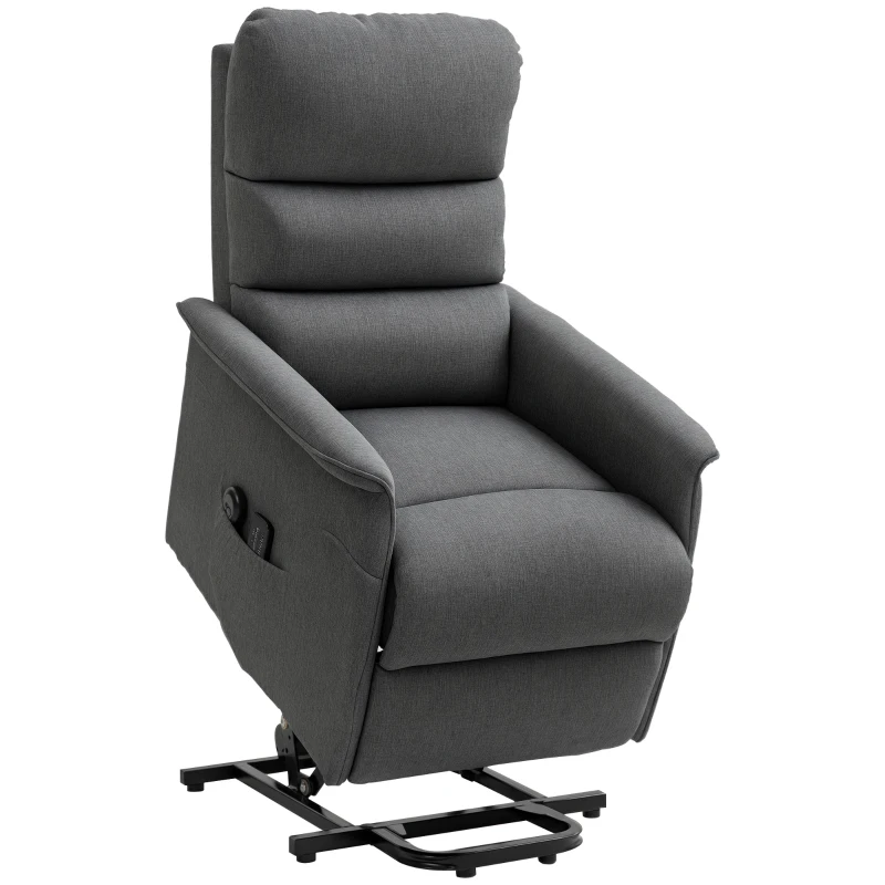HOMCOM Fotoliu Electric cu Ridicare și Masaj, Fotoliu Reclinabil Relaxant cu 8 Puncte de Masaj, Încălzire și Suport pentru Picioare, 62.5x93x97 cm, Gri