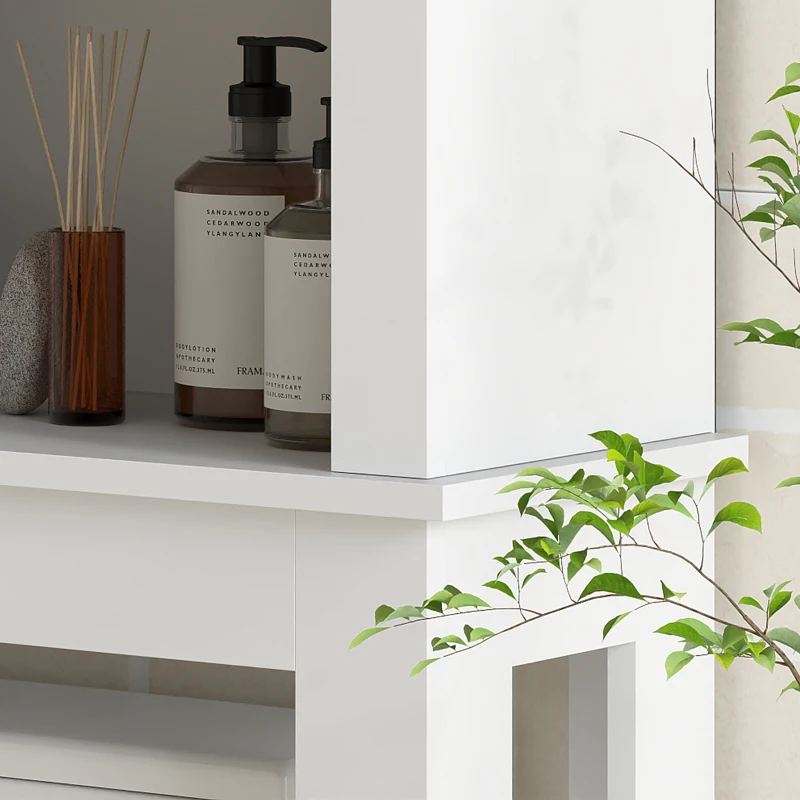 HOMCOM Móvel sobre Sanita com Porta de Correr Estilo Celeiro e 6 Compartimentos Móvel Casa de Banho Rústico 67x25x172 cm Branco