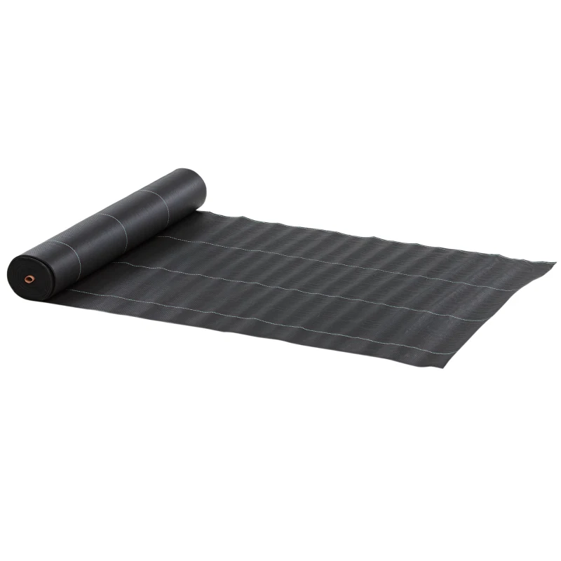 Outsunny Folie pentru Mulcire 1300g/m², Respirabilă și Anti-UV din Polipropilena, 50x2 m, Negru