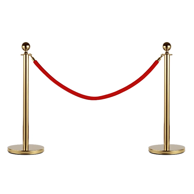 Outsunny Transenne Elimina Separacode Paletti di Delimitazione con Corde Rosso Acciaio Inox Ф32 x 95CM Oro
