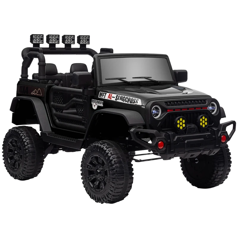 AIYAPLAY Voiture électrique enfants UTV avec télécommande 2,4G, 2 moteurs 12 V, musique, klaxon, lumières LED, 100x63x65cm, noir(m-11)
