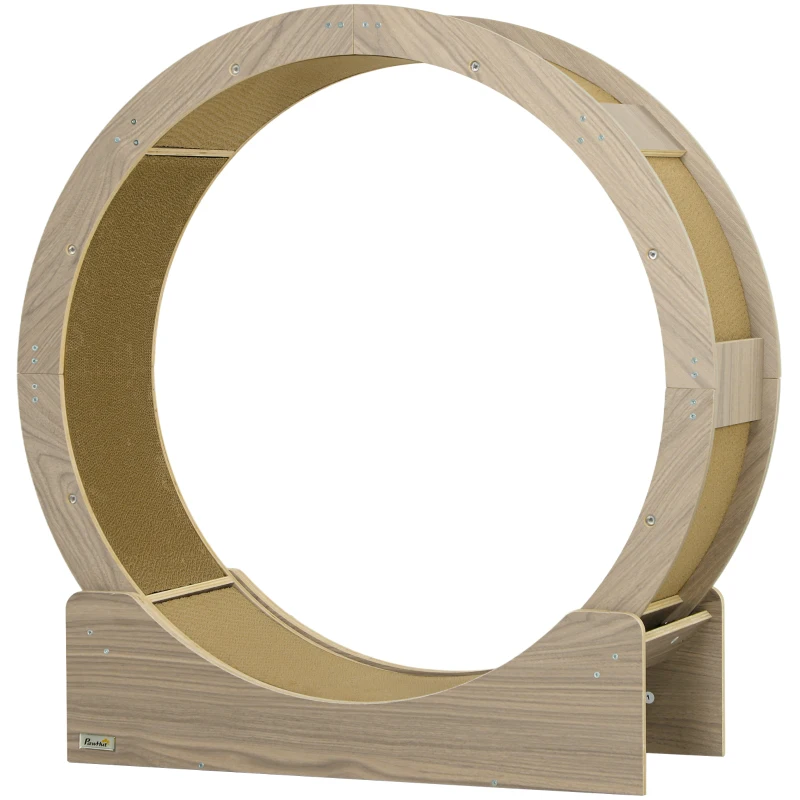 PawHut Cat Wheel with Brake, Scratching Pads - Walnut Brown