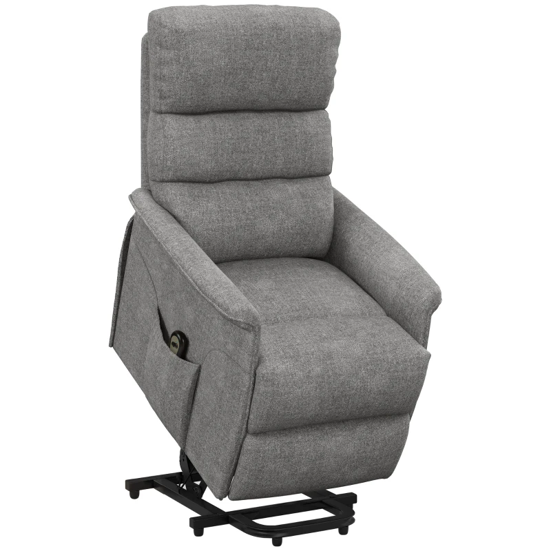 HOMCOM Poltrona Relax Reclinável Elétrica Poltrona Levanta Pessoas com Controlo Remoto e Bolso Lateral 66x90x96 cm Cinza