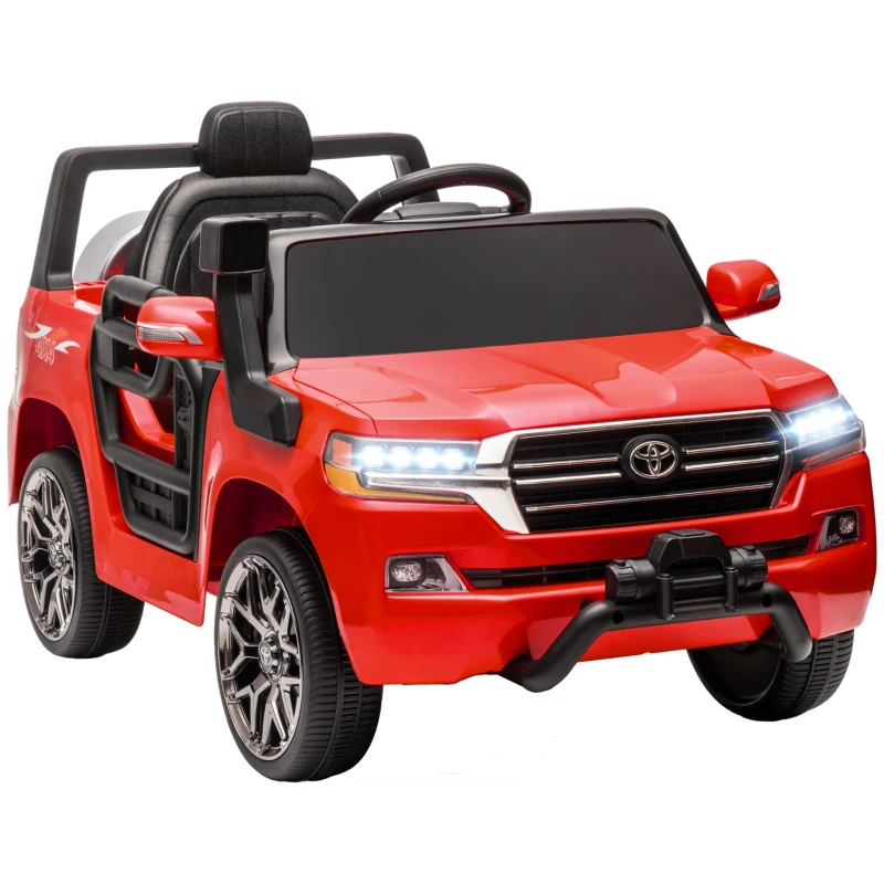 AIYAPLAY Carro Elétrico para Crianças Toyota Land Cruiser 12V com Faróis Buzina Arranque Lento e Música MP3 107x65x55,5 cm Vermelho