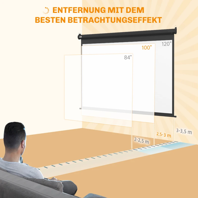 HOMCOM Beamer-Leinwand, Projektionsleinwand, 100 Zoll, 4:3, 203x152 cm, Schwarz(m-7)