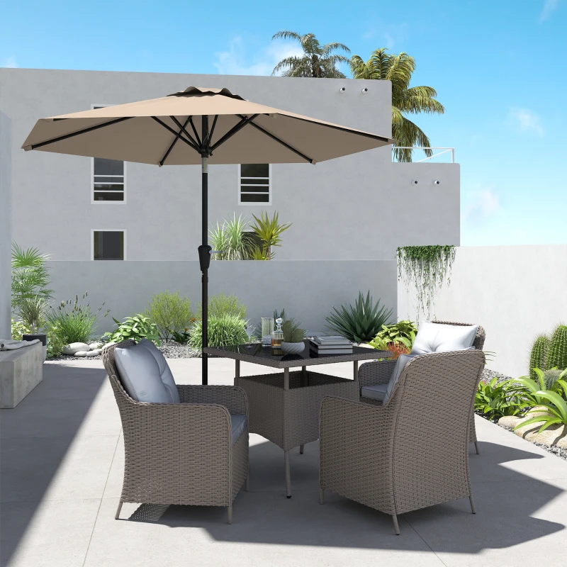 Outsunny Parasol de jardin Parasol droit hexagonal inclinable Ø 2,3 x 2,16H m métal polyester haute densité beige