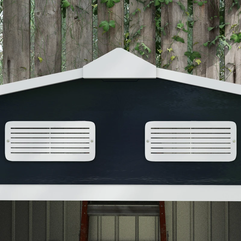 Outsunny 9 x 6FT Metal Shed Roofed Garden Shed Outdoor Storage Shed with Foundation Ventilation & Doors, Dark Grey(m-9)