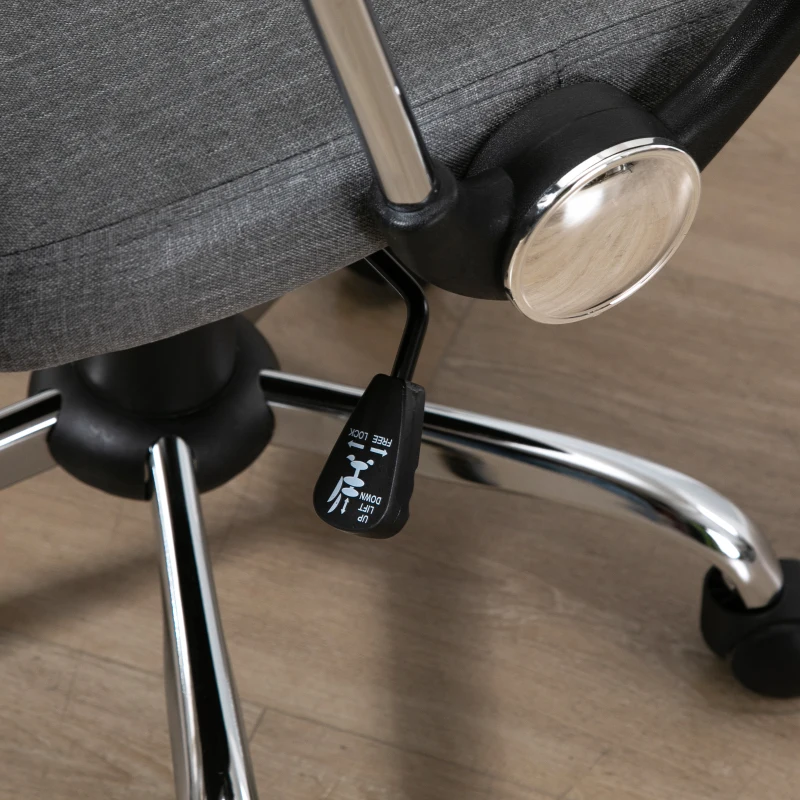 Vinsetto Poltrona da Ufficio in Tessuto Grigio, Sedia Girevole ed Ergonomica per Scrivania, 60 x 66 x 91-101cm