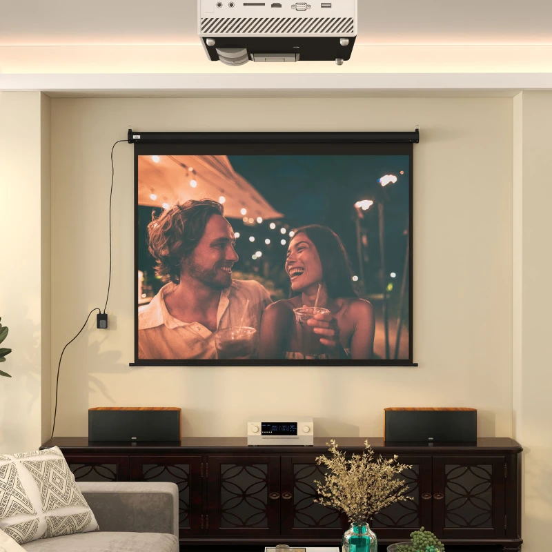 HOMCOM Beamer-Leinwand, Projektionsleinwand, 100 Zoll, 4:3, 203x152 cm, Schwarz(m-9)