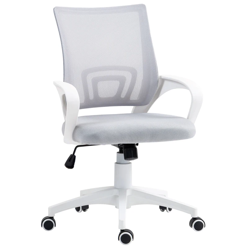 HOMCOM Cadeira de Escritório de Malha Giratória com Altura Ajustável Função Basculante e Apoio para os Braços 57x55x89-109 cm Cinza