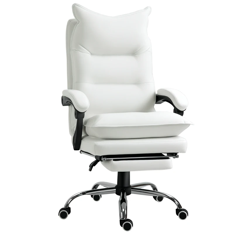 Vinsetto Fauteuil de bureau, chaise bureau ergonomique avec dossier inclinable, hauteur réglable, 66 x 72 x 130 cm, blanc