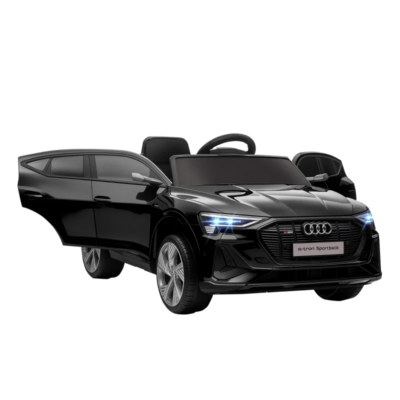 HOMCOM Voiture électrique enfants sous Licence Audi e-tron Sportback, véhicule électrique 12V Max. 5 Km/h avec télécommande 2,4G, phares LED, musique, klaxon, port USB, MP3, noir