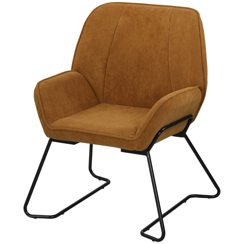 HOMCOM Fauteuil de Salon avec Siège Large et Rembourré Revêtement en Velours Pieds en Métal Fauteuil pour Salon Marron