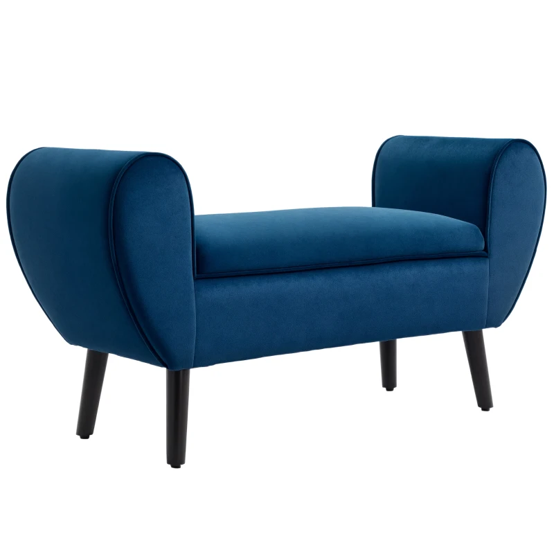 HOMCOM Panca Contenitore Imbottita per Interno in Tessuto Vellutato con Braccioli, 118x42x66cm - Blu