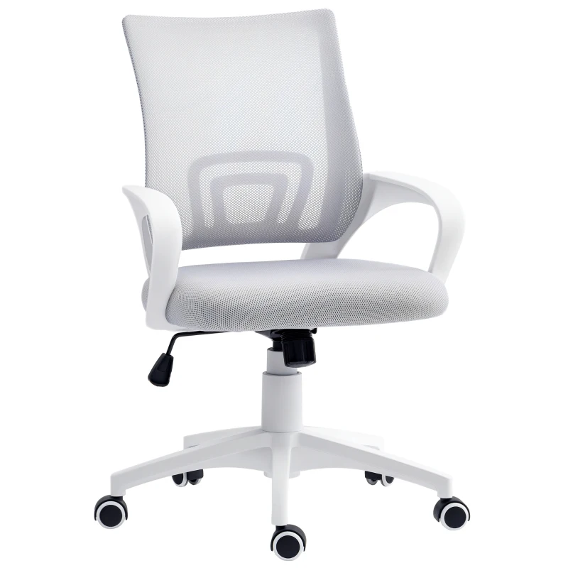 HOMCOM Silla de Escritorio de Malla Giratoria con Altura Ajustable Función de Basculante y Reposabrazos Carga 120 kg Gris