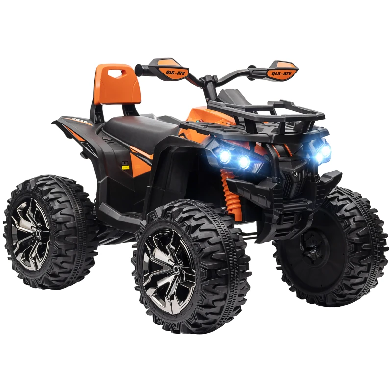 HOMCOM 12V Kinderfahrzeug mit Vorwärts-, Rückwärtsfunktion, MP3-Musikplayer, Scheinwerfer, 3-8 km/h, 3-5 Jahre, Orange(m-10)