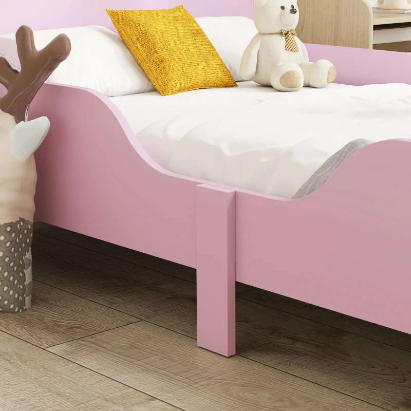 AIYAPLAY Kinderbedframe, eenpersoonsbed voor kinderen, veiligheidshekje, klein bed voor kinderkamer, MDF, zonder matras, Roze(m-8)