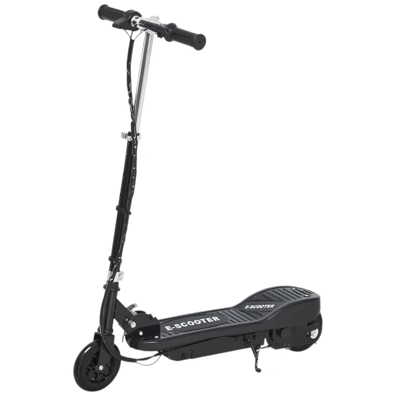 HOMCOM Patinete Eléctrico para Niños de +7 Años Scooter Plegable con Altura Ajustable Batería Recargable 24V Velocidad hasta 12 km/h y Freno Carga 50 kg 74x36x82,5-92,5 cm Negro