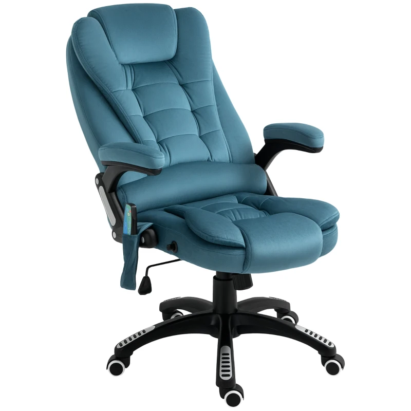 Vinsetto Bürostuhl Massagesessel mit Wärmefunktion Chefsessel mit Massagefunktion höhenverstellbarer ergonomischer Gamingstuhl massage Blau 68 x 72 x 110–120 cm