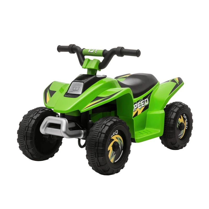 HOMCOM Quad Elettrico per Bambini con Batteria Ricaricabile 6V e Marcia Avanti e Indietro, 72x40x45.5 cm, Verde