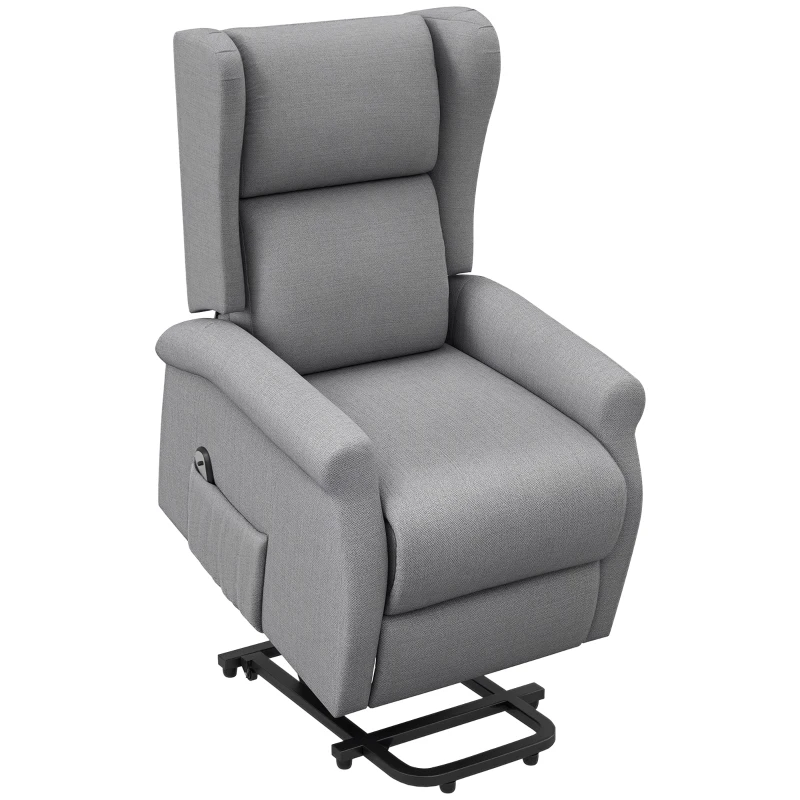 HOMCOM Fauteuil releveur inclinable avec Repose-Pied Fauteuil de Relaxation électrique Ajustable Lin Gris chiné