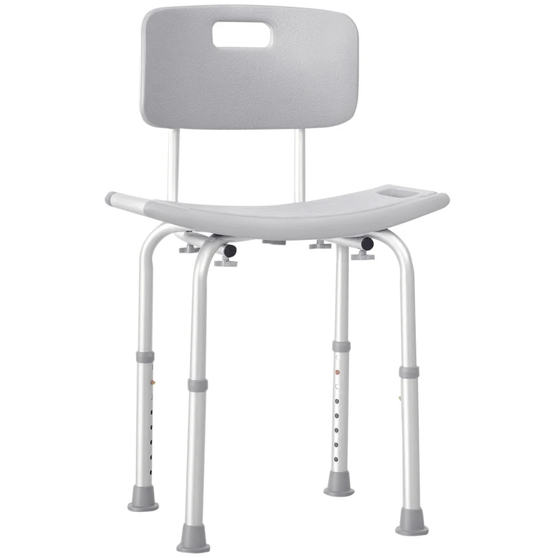 HOMCOM Duschstuhl Badehocker Badestuhl Duschhocker Duschsitz Badhilfe höhenverstellbar (Duschhocker mit Rückenlehne (Grau))