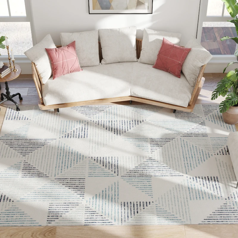 HOMCOM Modern Area Rug, Geometric Pattern Non-Slip Washable Rug, Soft Floor Carpet for Living Room, Bedroom, Dining Room, Home Office, 290 x 200 cm, Multi-Coloured