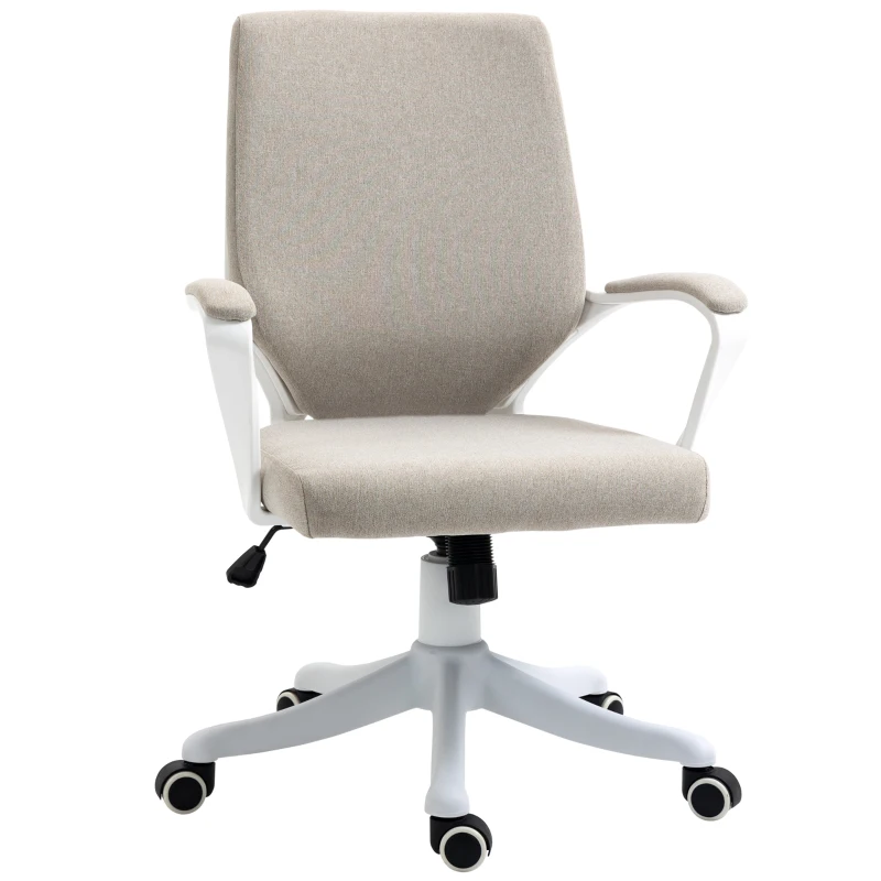 Vinsetto Silla de Escritorio Giratoria Silla de Oficina Basculante con Reposabrazos y Altura Ajustable 62x69x92-100 cm Beige