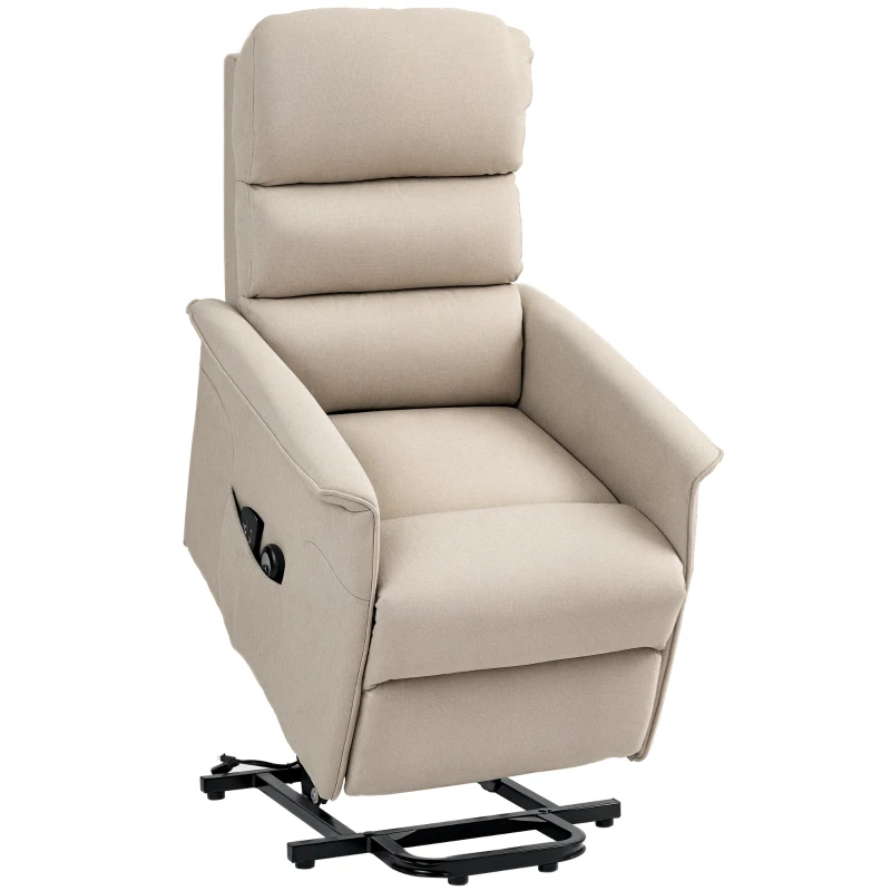 HOMCOM Fauteuil releveur inclinable avec repose-pied fonction massage et chaleur télécommande pochette beige chiné