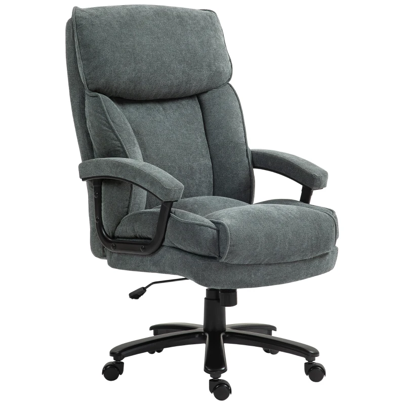 HOMCOM Scaun de Birou cu Spătar Înalt și Înălțime Reglabilă, 68,5x79x117-125 cm, Gri