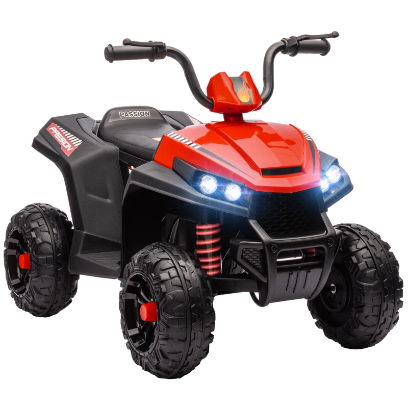 AIYAPLAY Quad Eléctrico para Niños de +3 Años con Batería 12V Faros Música Avance y Retroceso Carga 30 kg Rojo