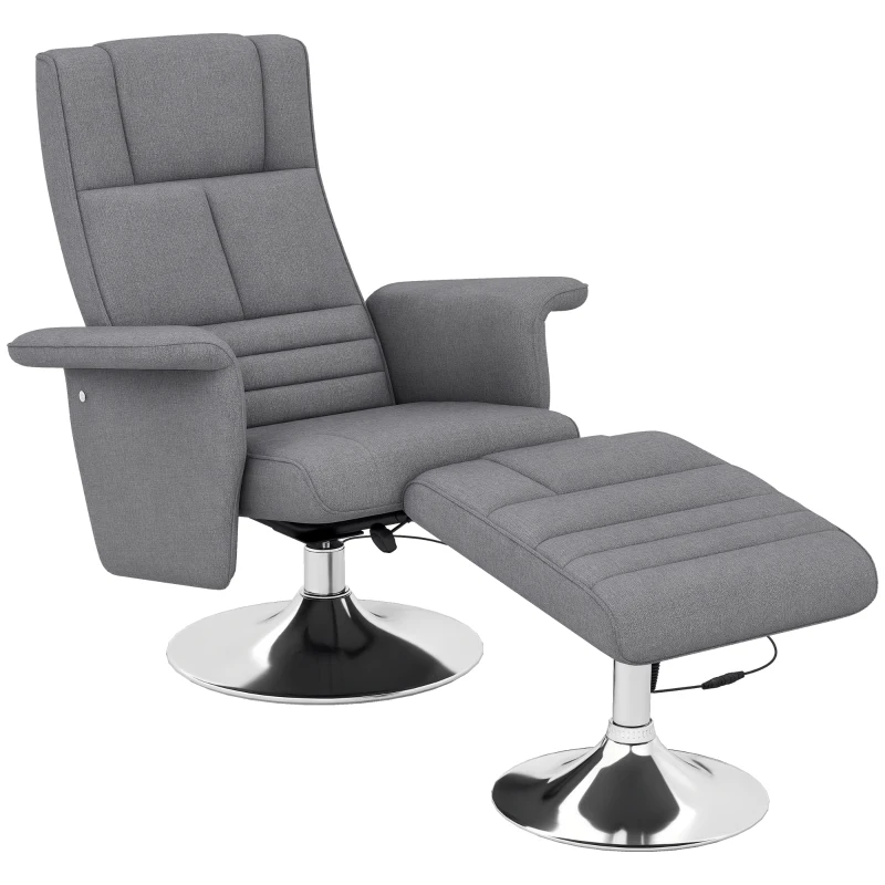HOMCOM Massagesessel mit Hocker, neigbare Lehne, 78 x 95 x 88 cm, Dunkelgrau(m-10)